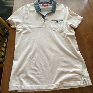 Guess Men's Logo Distressed Polo Shirt Size L